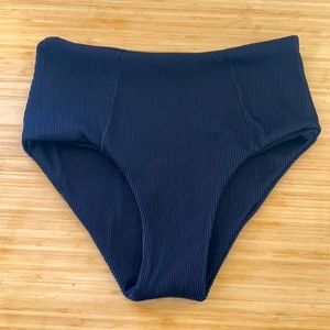 High Waisted Ribbed Full Coverage Bikini Bottoms
